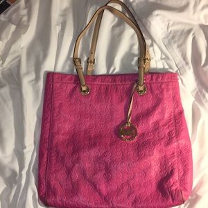 Michael Kors pink MK tote